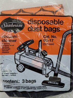 Sunbeam Challenger Vacuum Cleaner Bag 95-17 Disposable Dust Bags ZVC444 5055 NEW